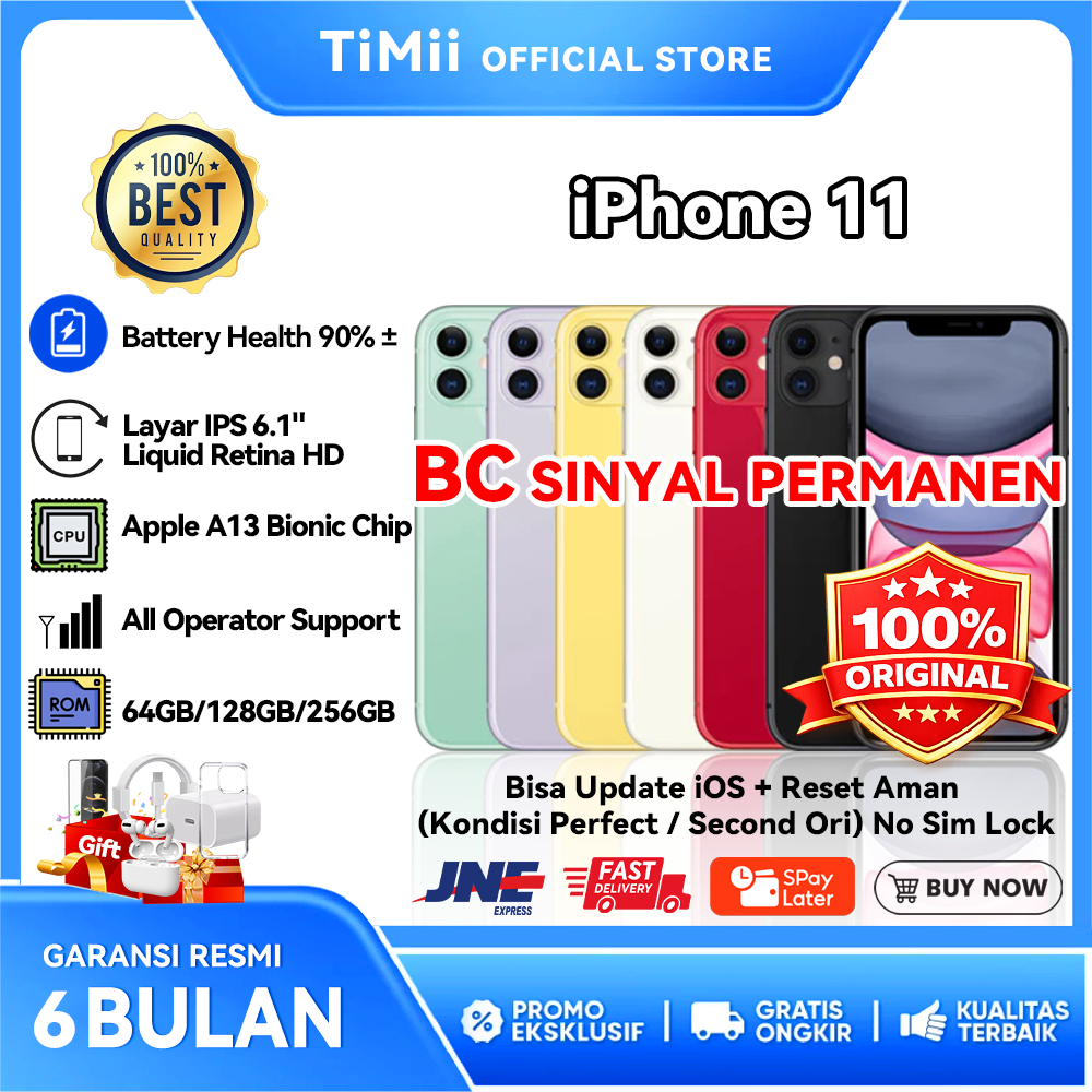 iPhone 11 BC Inter Unlock Sinyal Permanen 64/128/256GB HP Second Original Kondisi Normal Mulus Siap 