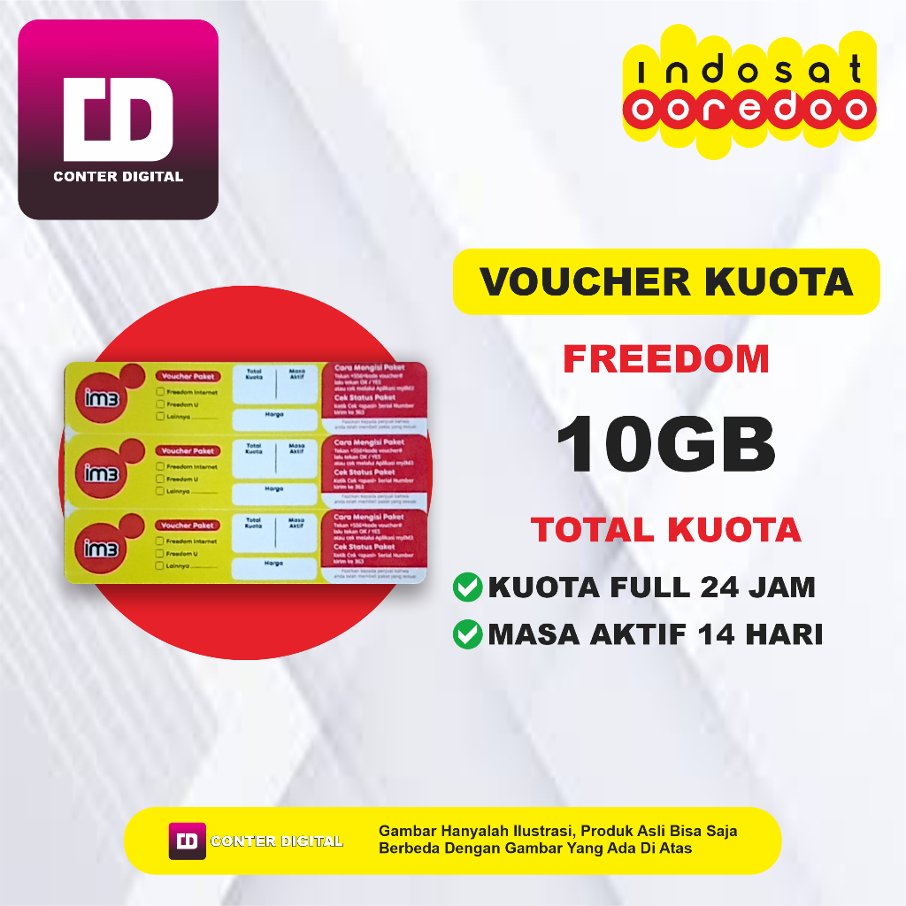 Voucher Kuota Indosat 10GB 14 Hari Full 24 Jam Paket Internet Indosat Ooredoo Murah