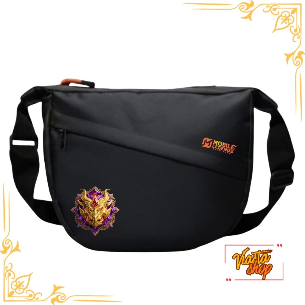 Tas Selempang MLBB Custom Nama & Logo Rank - Sling Bag Gaming Epic Legend Mythic Glory Immortal - Ta