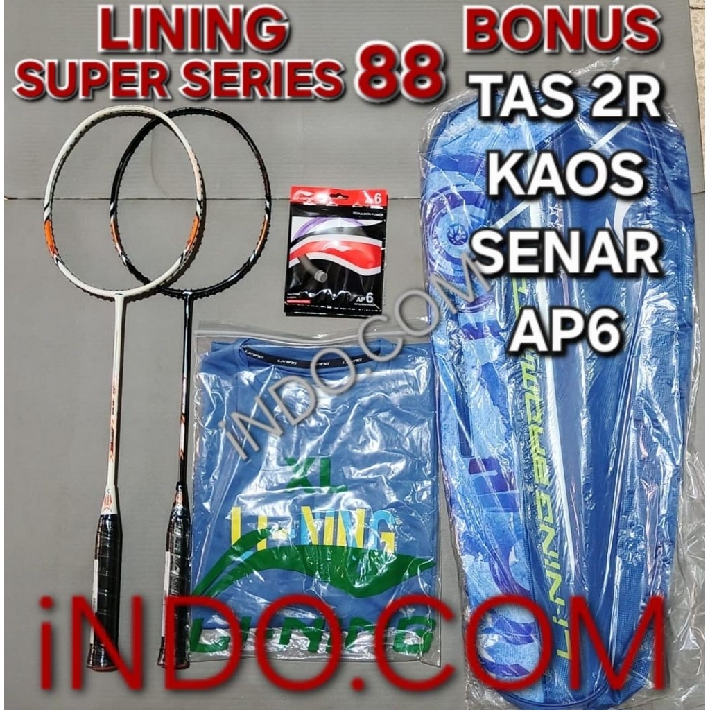 RAKET BADMINTON BULUTANGKIS LINING SUPER SERIES 88 ORIGINAL BONUS LENGKAP
