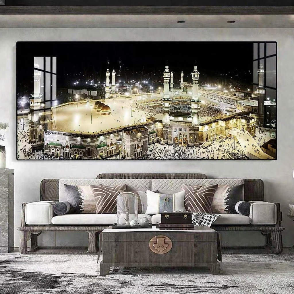 KOKOPAINTING Lukisan Porcelain Diamond 5D Kristal Motif Mekkah / Makkah Masjidil al Haram Kabah / Lu