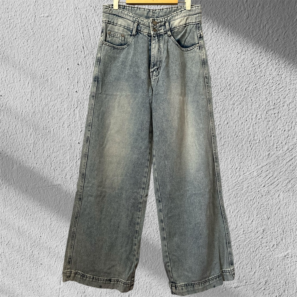 New Celana Highwaist Jeans Grey Washing Jiniso Reject Pabrik by Jiniso