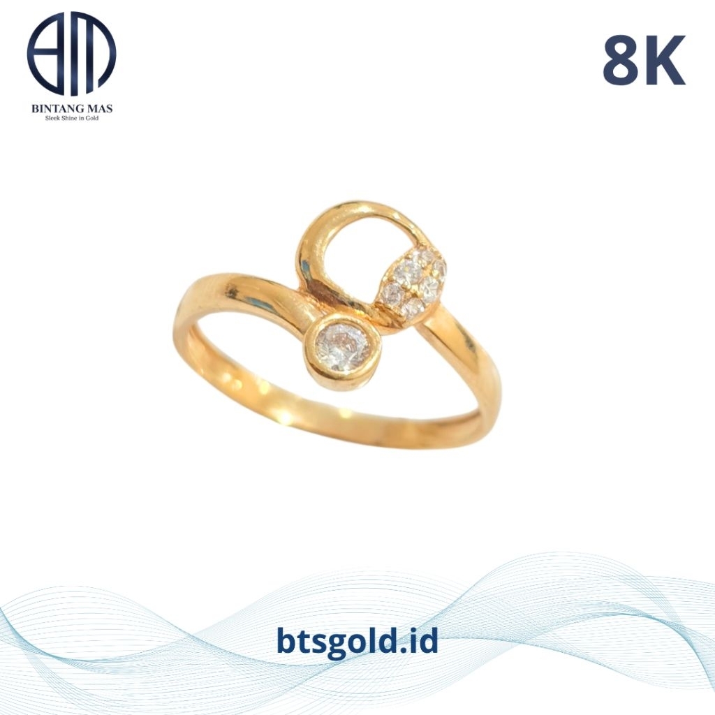 Cincin Emas Permata Putih | 8K