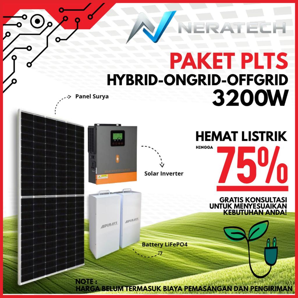 PAKET PLTS HYBRID ONGRID OFFGRID 3000W 3200W solar Panel 550WP 650W SIAP PASANG