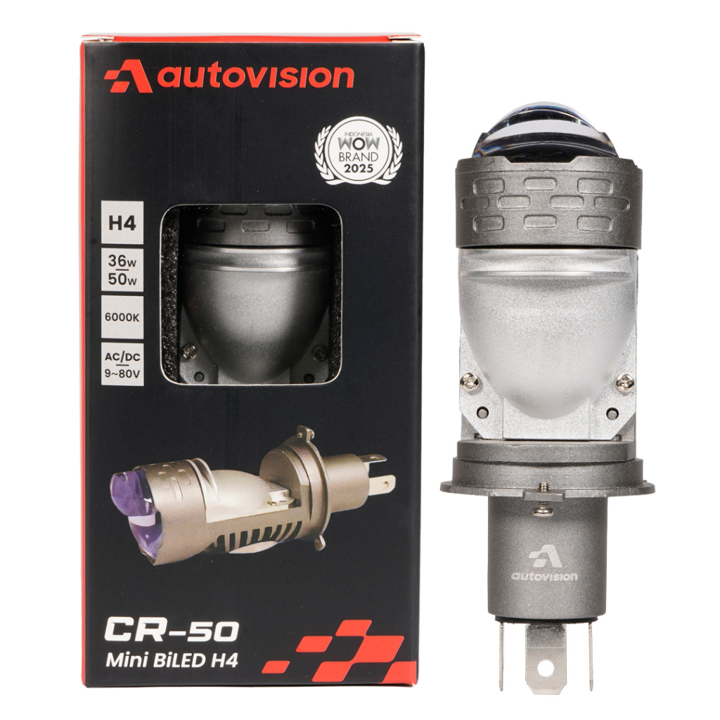 Lampu Mini BiLED Bi LED Autovision CR-50 Bohlam H4 Putih Projie Proji Lampu Mobil Motor