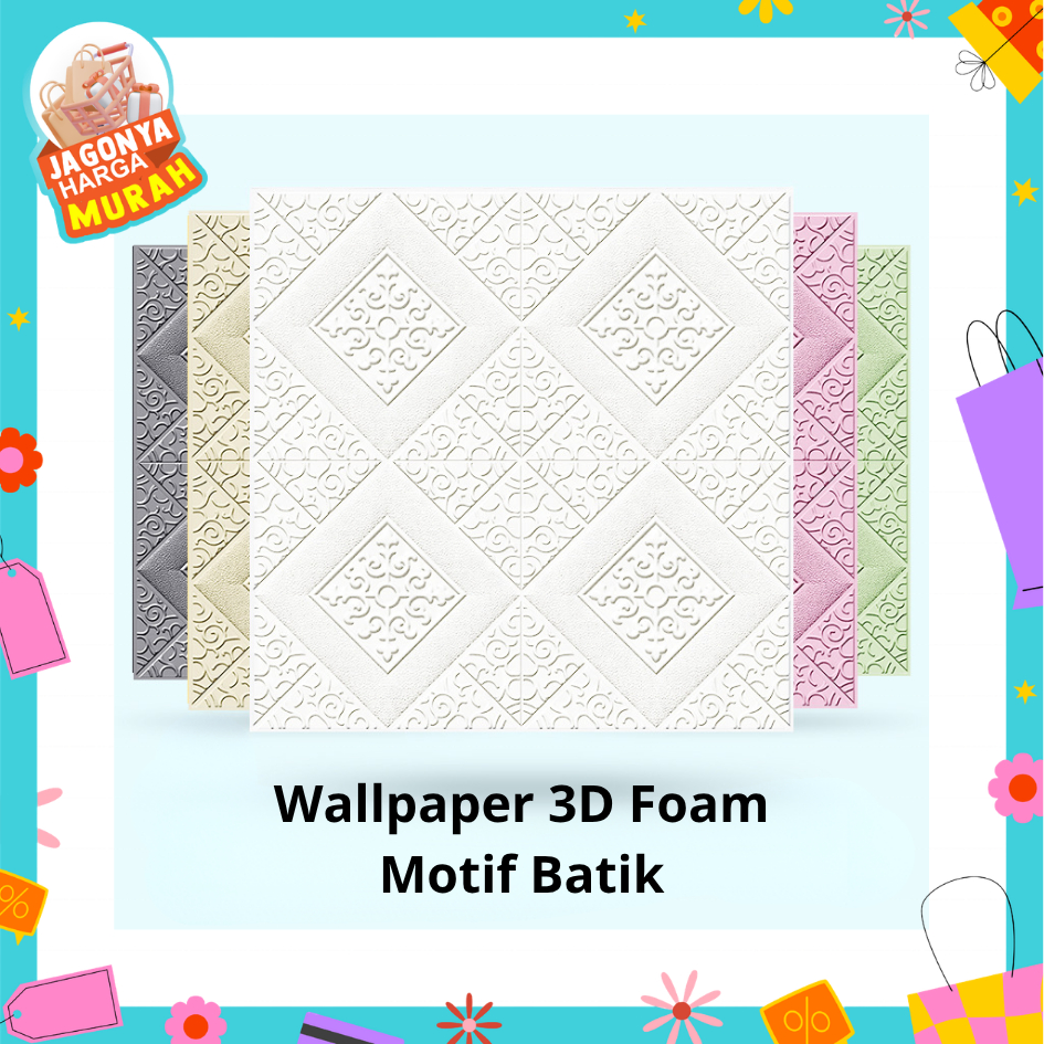 JHM Wallpaper 3D Foam Motif Batik Sultan 70 x 70Cm Tebal 6mm Sticker Wallborder Dinding 3D Motif Kot