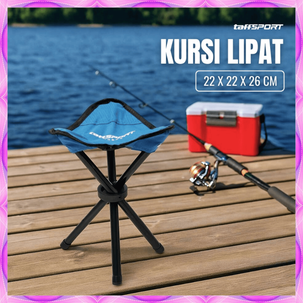 Kursi Lipat Outdoor/ Kursi Portable/ Kursi Piknik Lipat Mancing Mini Tanpa Sandaran