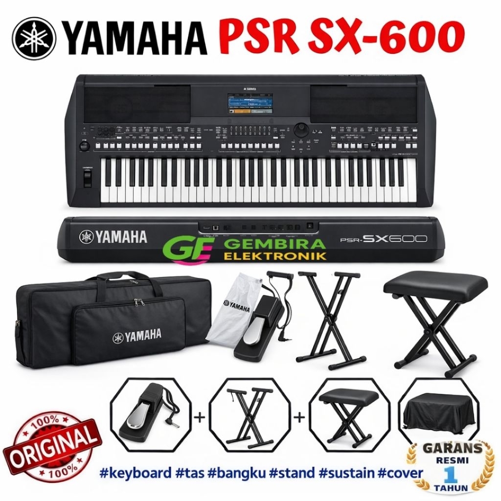 PAKET KEYBOARD YAMAHA PSR SX600 / PSR SX-600 ORIGINAL