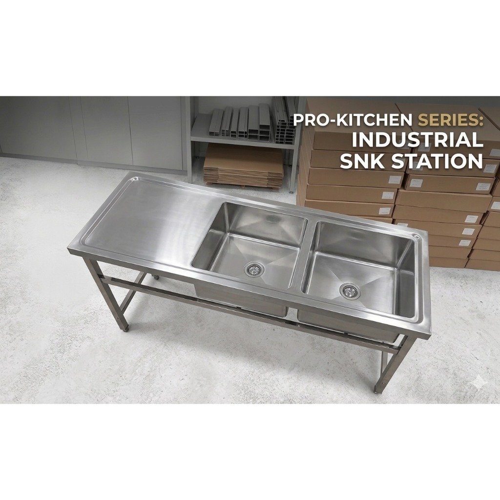 Kitchen Sink Stainless 1,2 lubang Set Kaki Meja Kitchen Sink Dapur MBG Stainless Steel + Packing Pet