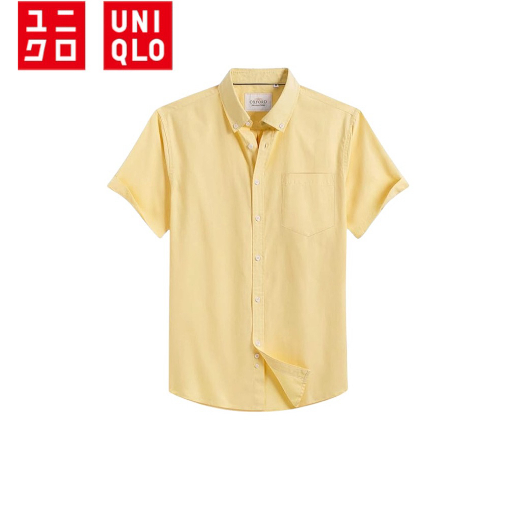 Kemeja kuning Pria lengan Pendek Kemeja Pria lengan pendek Slim fit