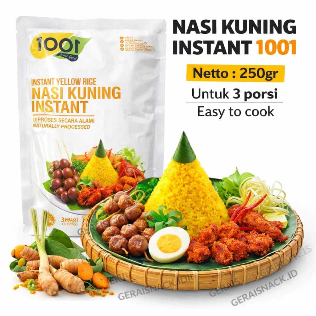 Nasi Kuning Instan 1001 Diproses Alami Praktis & Higienis 250g
