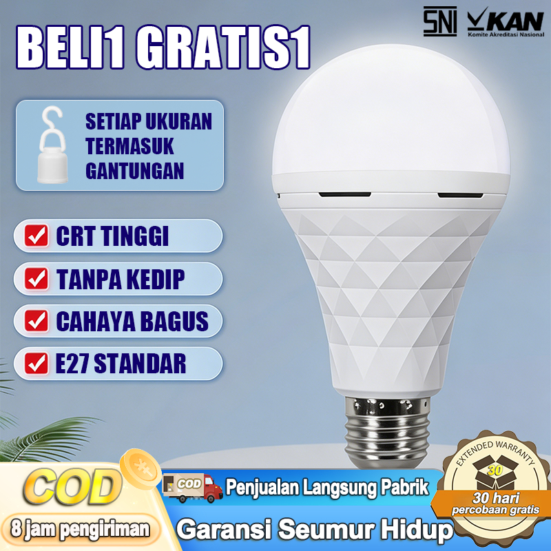 Garansi Seumur Hidup Lampu Darurat Bohlam E27 IP67 3 Mode Nyala 15W/30W/40W/50W | Menyala Otomatis S