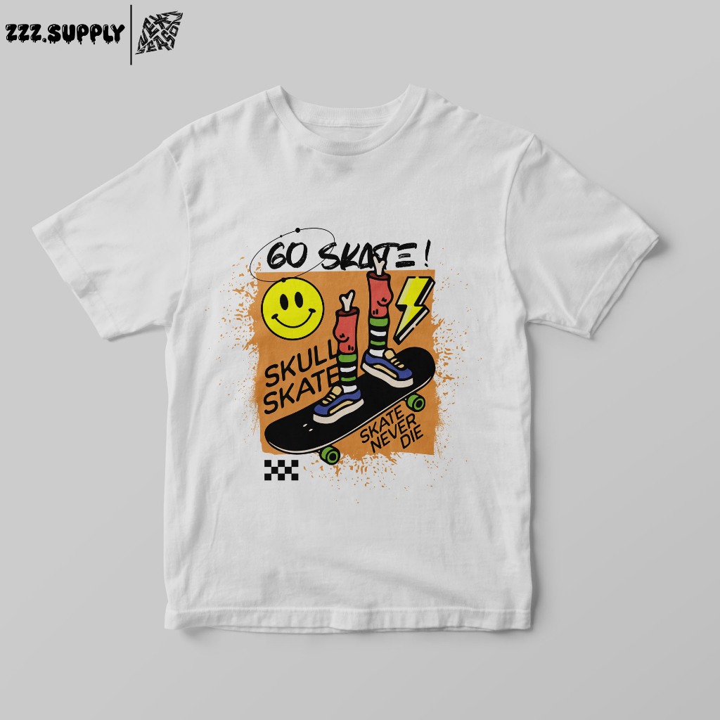 Kaos Go Skate Putih Anak Laki Laki 3-12 Tahun