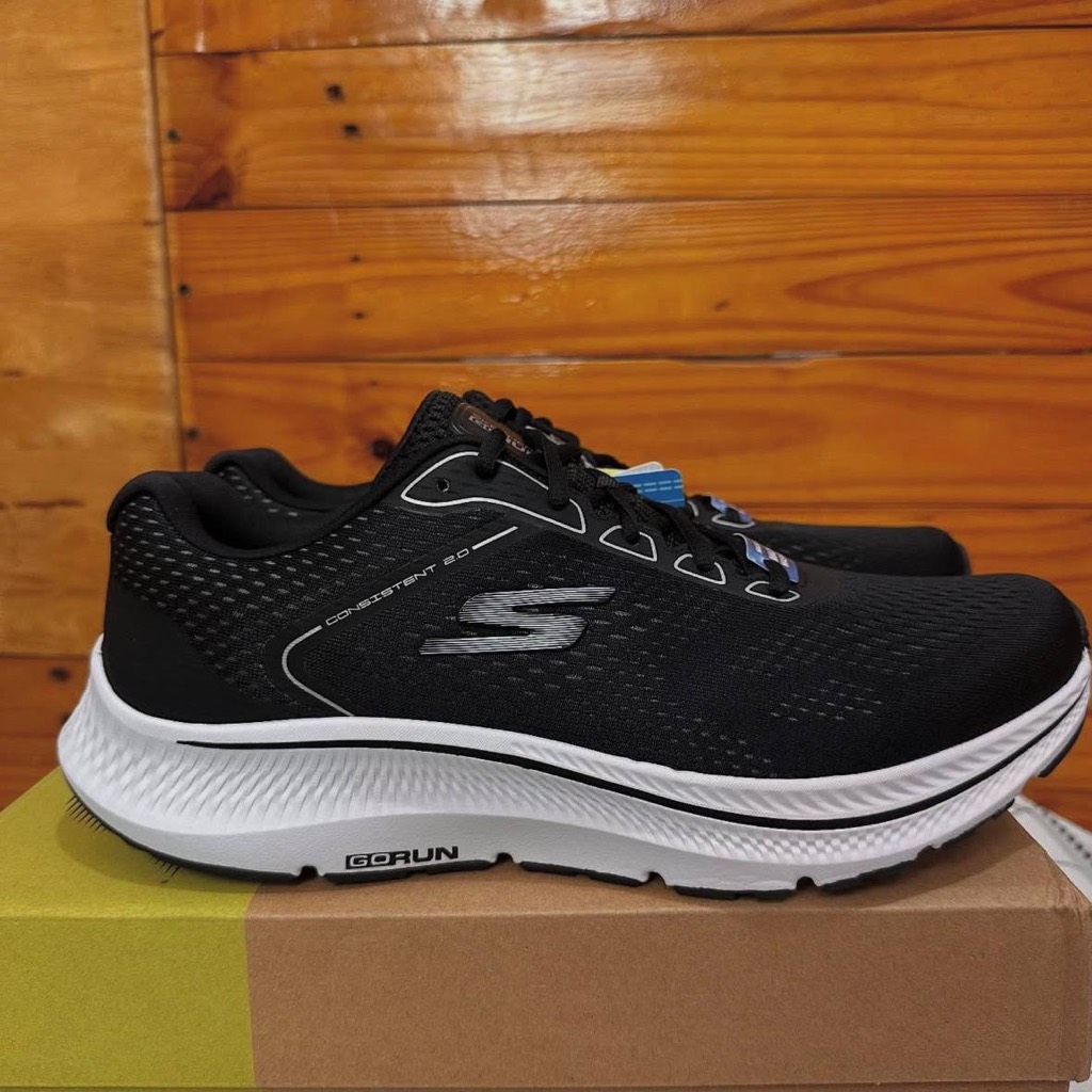 ONLY SIZE 45 SEPATU SKECHERS PRIA SKECHERS GO RUN CONSISTENT 2.0 MILE MARKET 220865 BLACK WHITE COD 