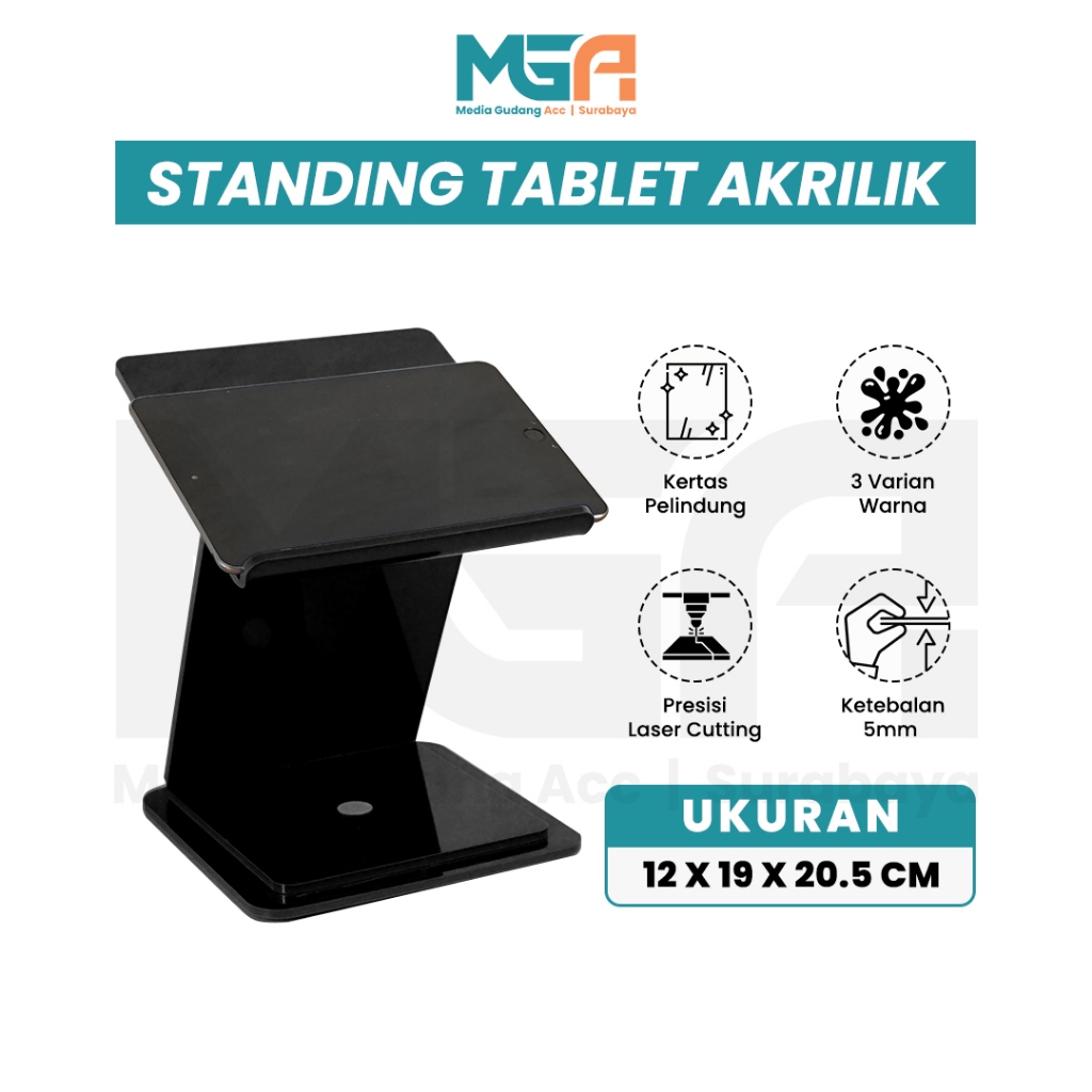 Standing Tablet Kasir Akrilik 5mm | Dudukan iPad & Tablet Meja Kasir | Stand POS Premium