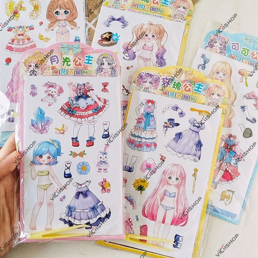 Mainan Stiker Tempel Baju Girl Latar Pemandangan | Mainan Stiker Mendandani | Mainan Anak Perempuan