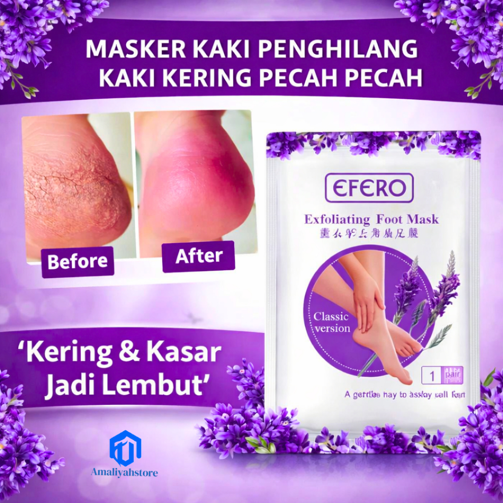 Masker Kaki Efero Foot Mask Obat Pengelupas Kulit Mati Penghalus Tumit Kaki Rayapan Pecah Dan Kering