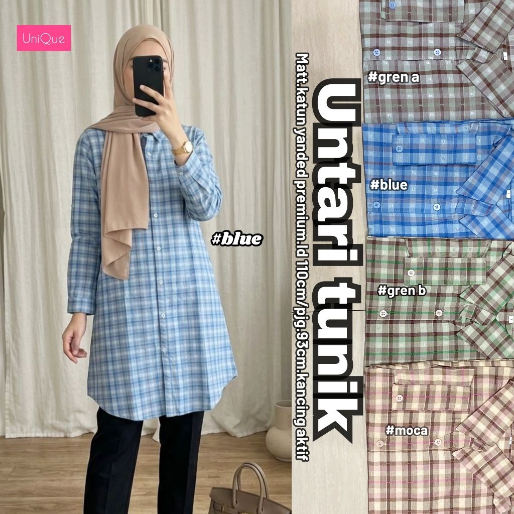 Untari Tunik | Katun Yanden Premium Motif kotak-kotak Nyaman Dipakai