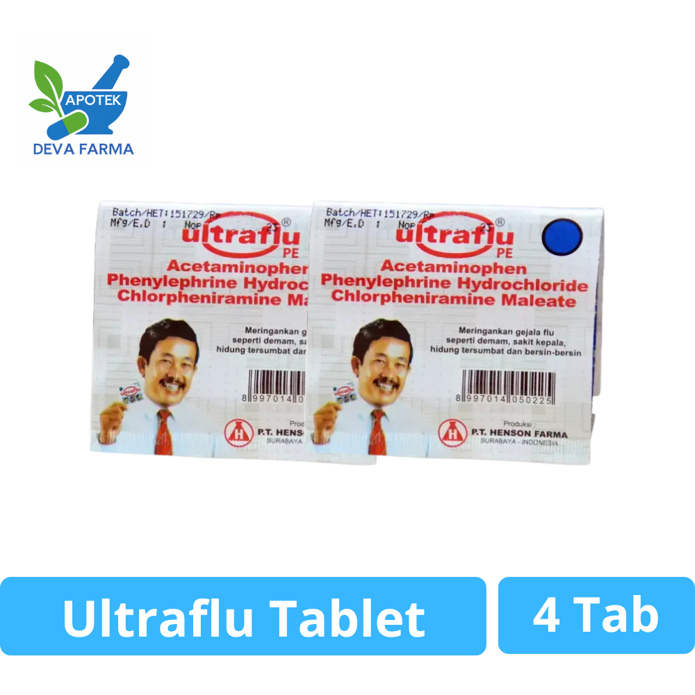 Ultraflu Tablet 4 Tab, Obat Flu Acetaminophen, Phenylephrine, Chlorpheniramine Maleate