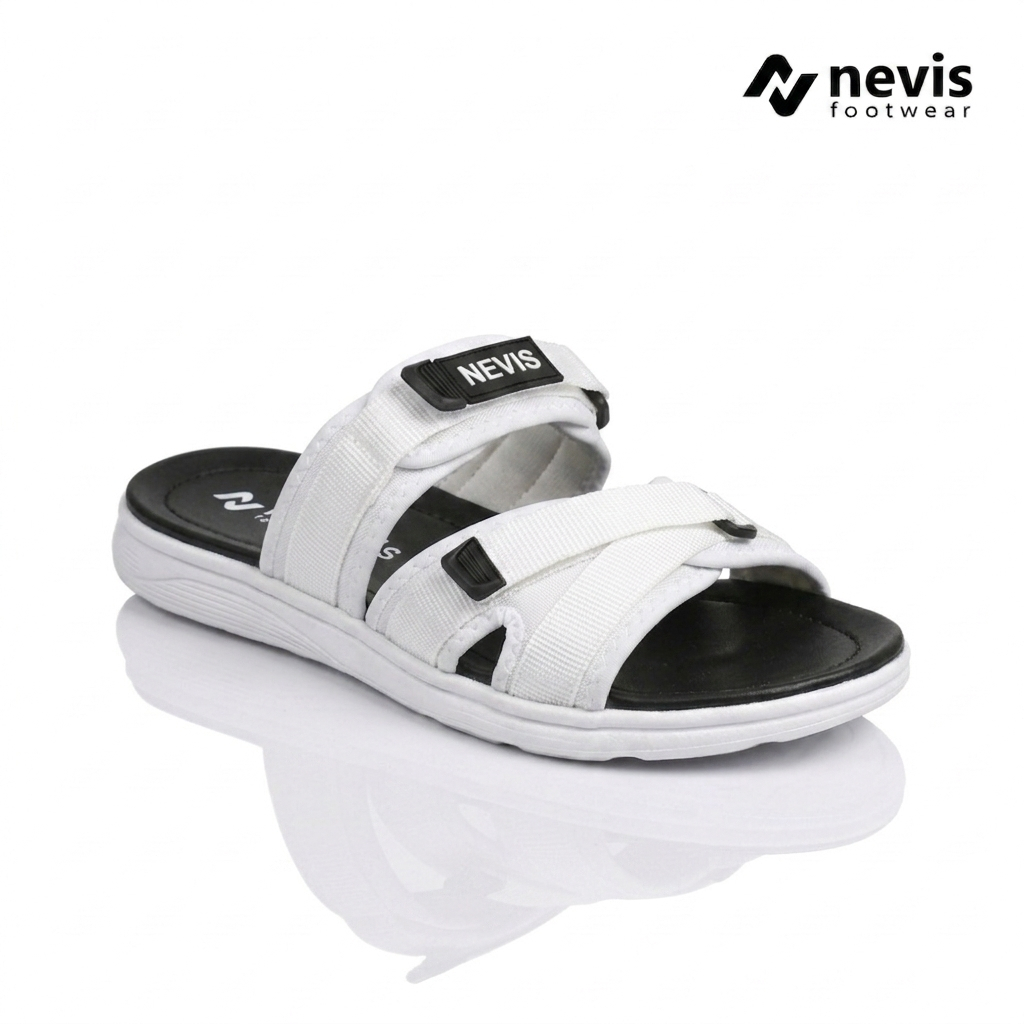NEVIS Sandal Slop Pria Vortiz Putih / Hitam