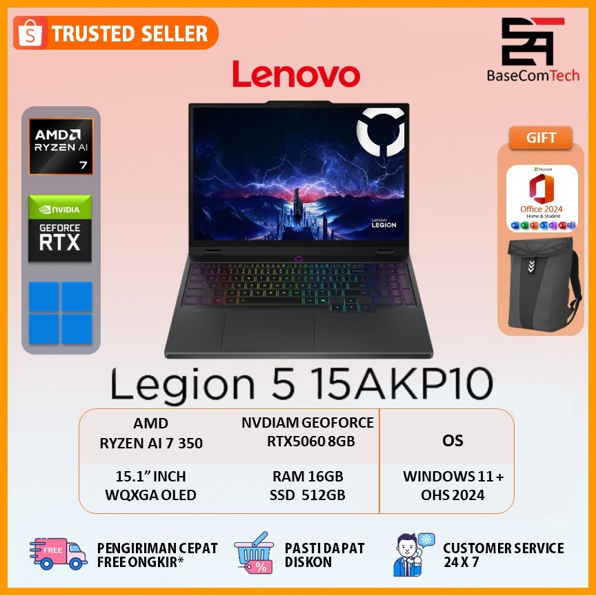 Lenovo LEGION 5 OLED RTX5060 Ryzen AI 7 350 16GB/512GB 15 inc WQXGA 165Hz
