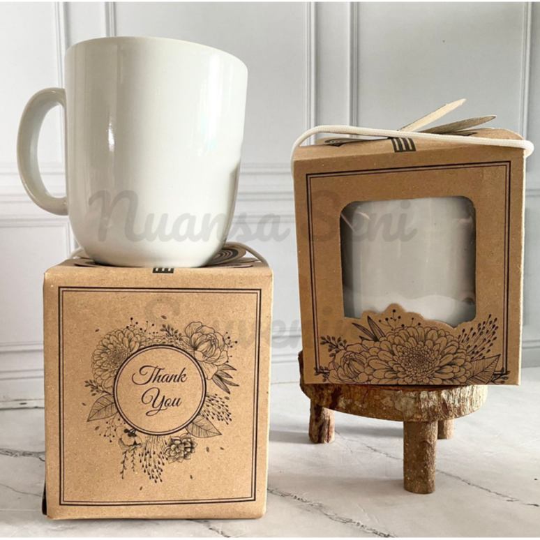 Souvenir Mug Nono Cangkir Keramik Gagang Gelas Kapsul Mug Oval Porselen Warna Bening Polos