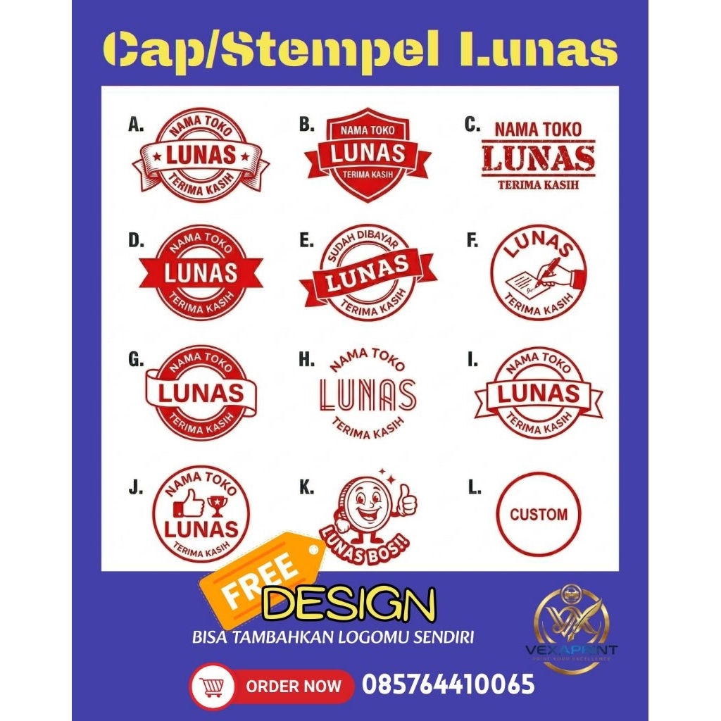 Cap/ stempel flash LUNAS