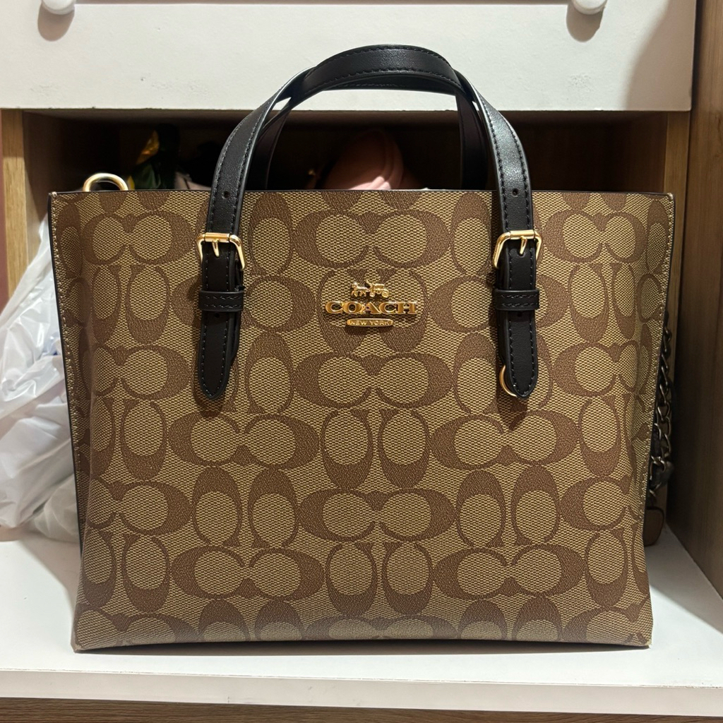 Coach / coc Mollie Tote 25 Signature Khaki Black