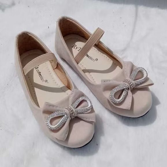 Sepatu Balet Anak Perempuan Bahan Sued Lembut Sol Karet Size 22-37