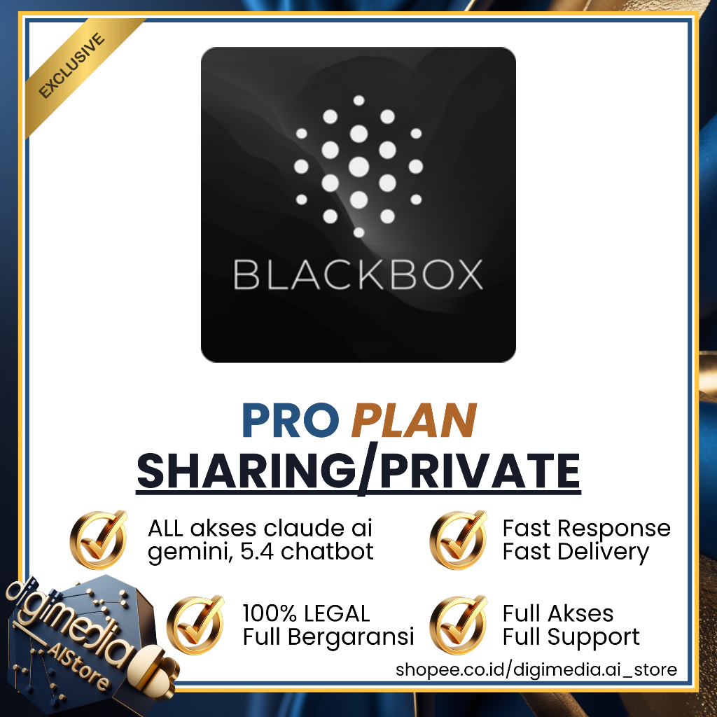 Blackbox AI Pro private dan sharing akses dari kami full garansi 25 hari.