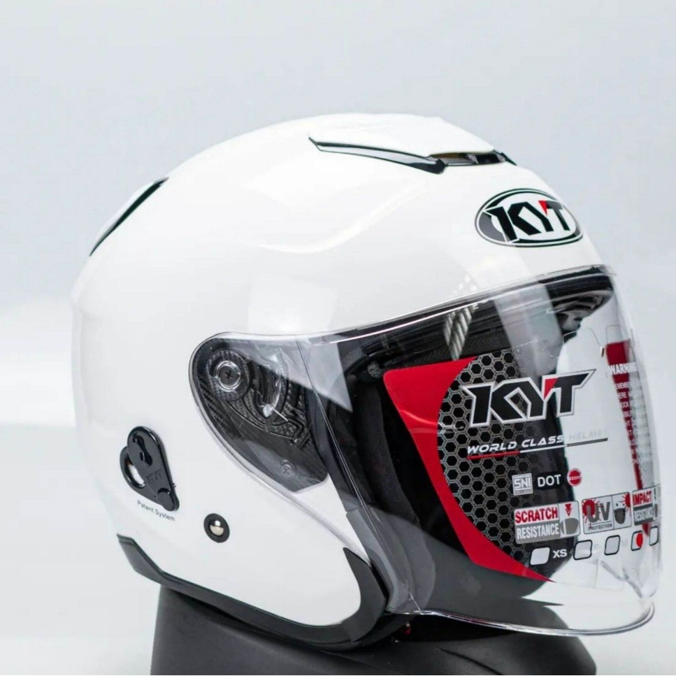 Helm KYT Kyoto Putih - Desain Sporty, Busa Tebal, Embois SNI FREE STIKER KYT MERAH HITAM MOTORCYCLE