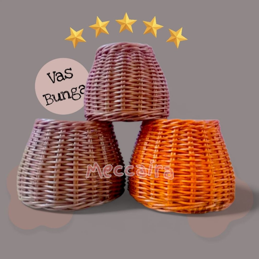Vas Bunga Bulat Rotan Keranjang Rotan Bulat Wadah Telur