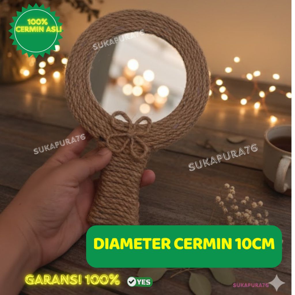 CERMIN MAKE UP TALI RAMI HANDMADE CERMIN MAKE UP CERMIN DEKORASI MINIMALIS