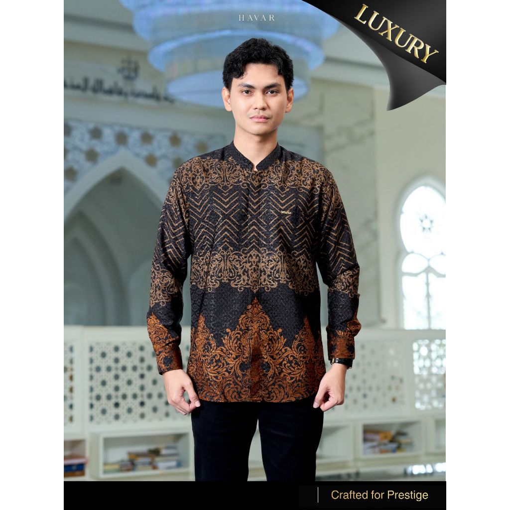 HAVAR Bhevin Kemeja Koko Muslim Premium Slimfit Lengan Panjang
