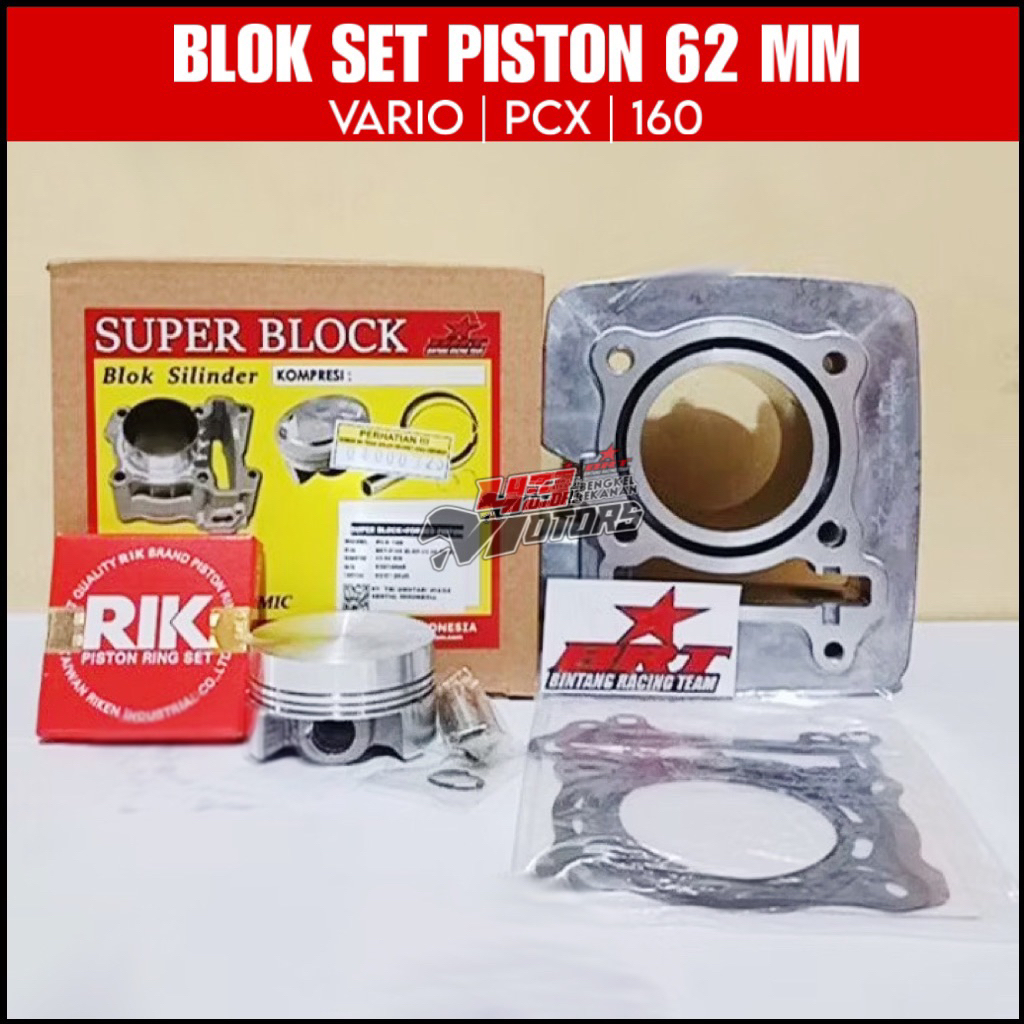 BLOK SET PISTON BRT VARIO | PCX 160 62MM DOUBLE COOLER ORIGINAL BRT #BRT #BLOKSETPISTON