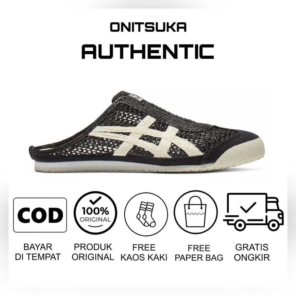 Sepatu Onitsuka Tiger Mexico 66 Sabot Black White / Sepatu Wanita / Sandal Wanita / Sneakers Wanita