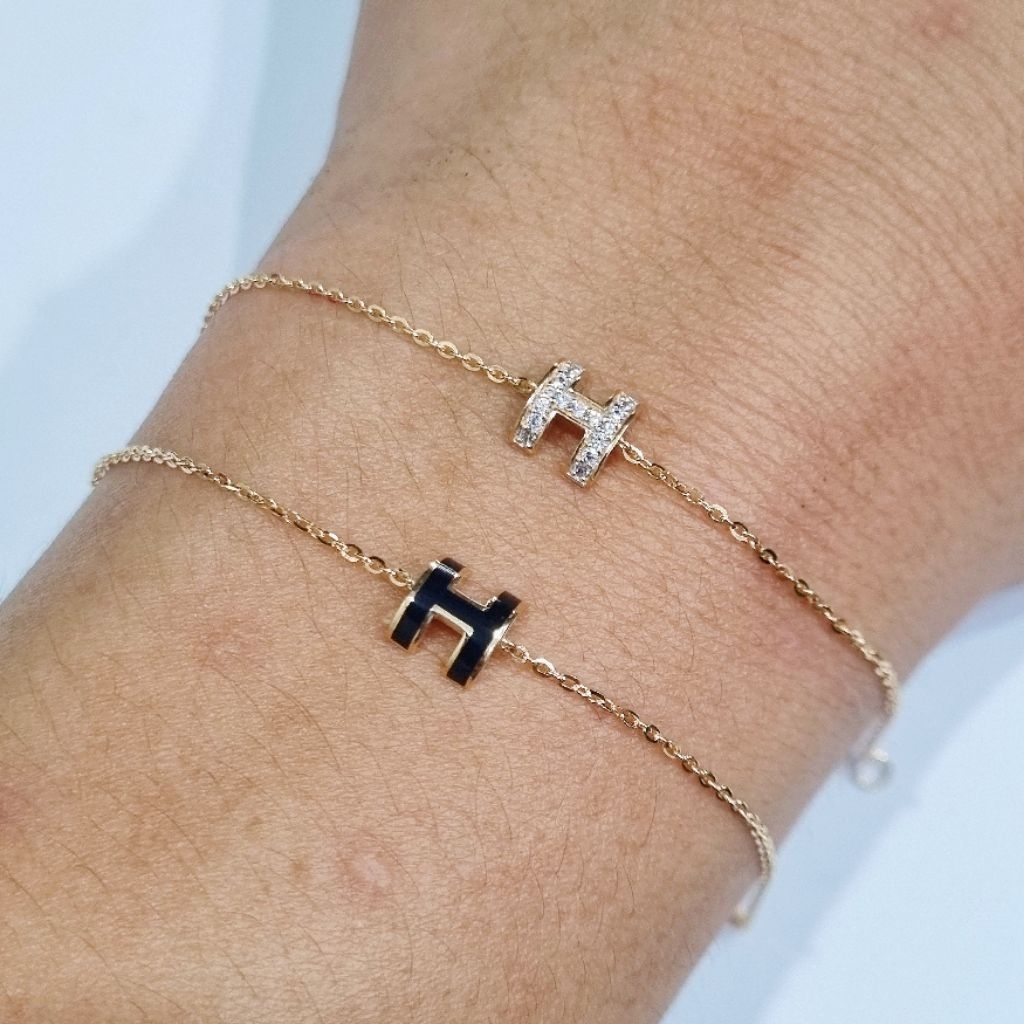 Gelang Serut Emas 8K Huruf H Panjang Maksimal 19 cm - MA6