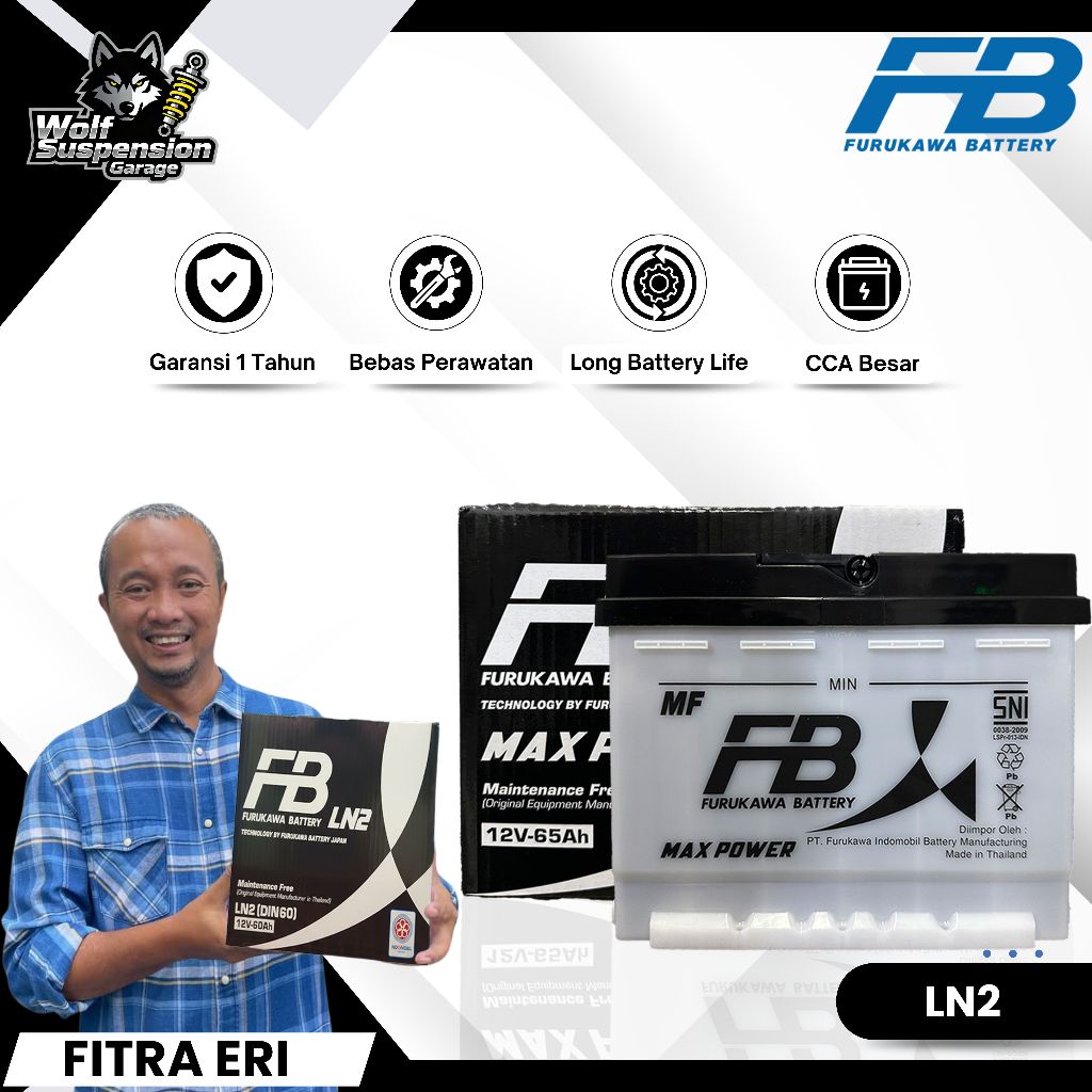 Furukawa Battery / FB Aki Mobil Peugeot 406 DIN 65 / LN2 12V / 65Ah Aki Kering INDOMOBIL