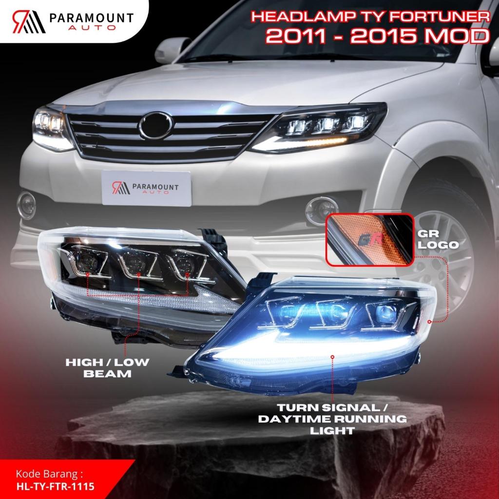 Headlamp Toyota Fortuner 2011-2015 LED DRL Sein Running Lamp GR Style Projector Lampu Depan Fortuner