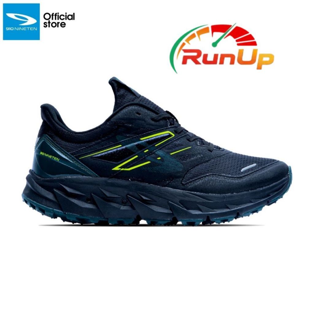 910 Nineten Yuza Evo Sepatu Trail - Hitam/Hijau Tua/Jingga