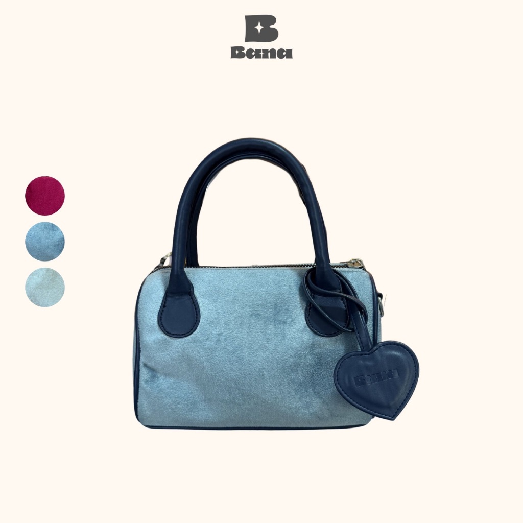 BANA Velvia Shoulder Bag Velvet | Tas Bahu Wanita Satin Premium | Heart Charm | Gemes & Bold