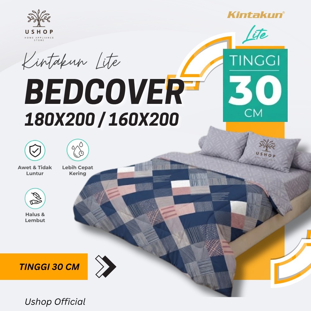 Kintakun Lite Set Bedcover + Sprei 180x200 / 160x200 Tinggi 30 Cm - King Queen Size USHOP