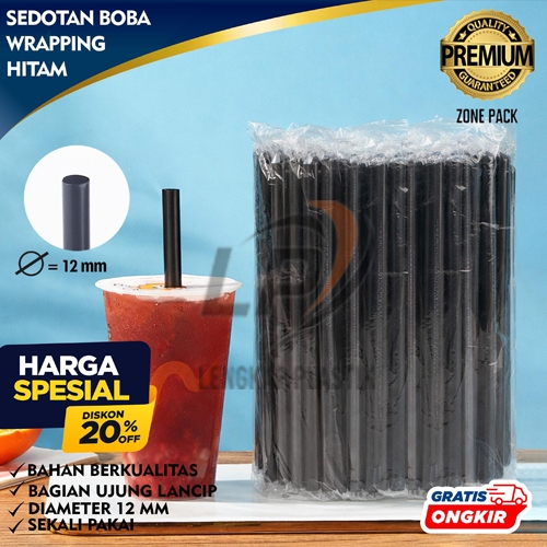 Sedotan Hitam, Warna, Merah Steril Plastik / Sedotan Kopi Hitam Runcing / Sedotan Lancip Boba