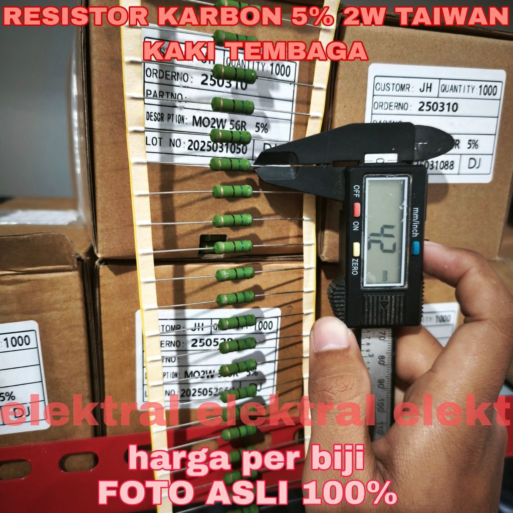 RESISTOR KARBON 5% 2W TAIWAN KAKI TEMBAGA 10R 56R 220R 330R 1K 10K