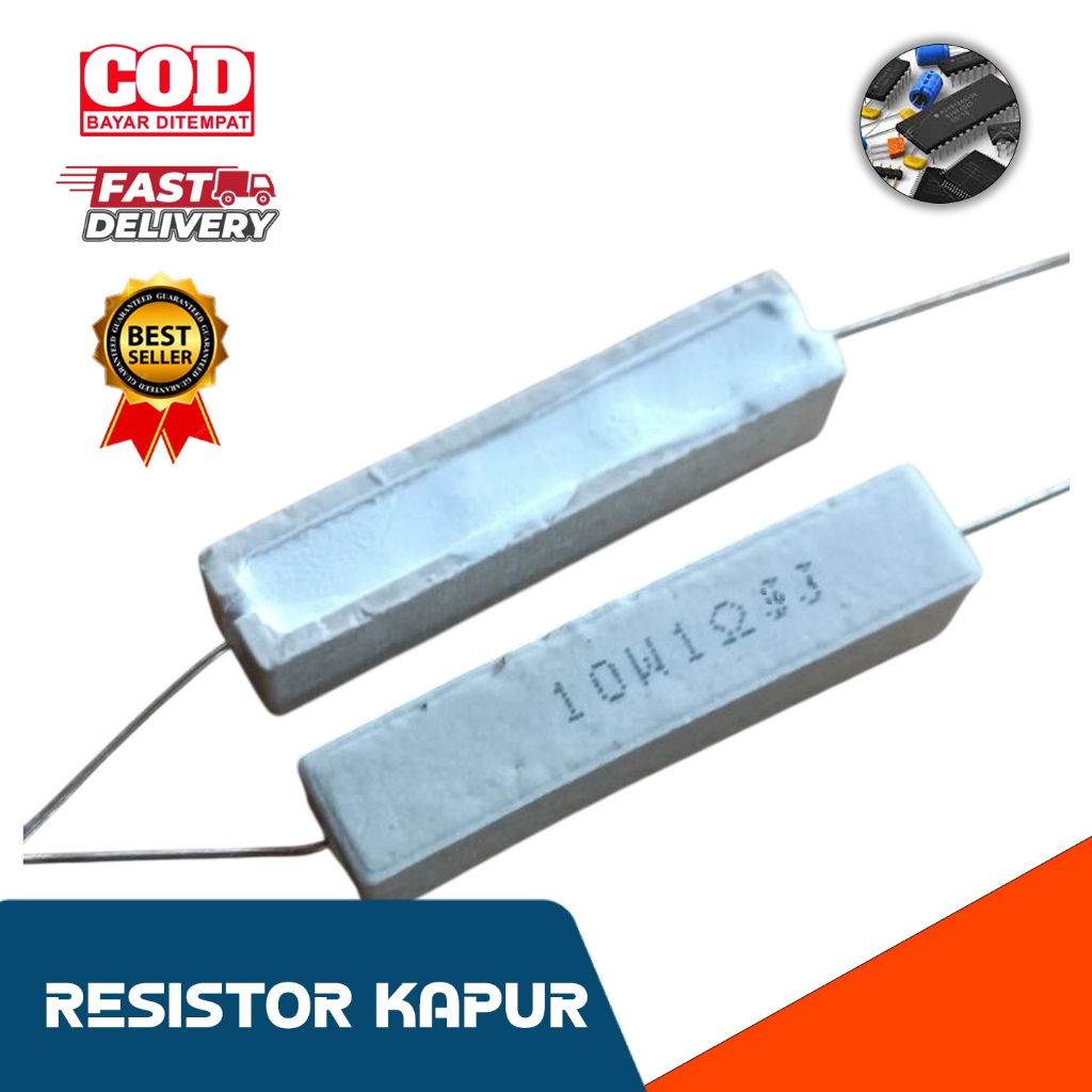 resistor kapur 10w 1k5 10 Ohm 1k5 / Kapur Resistor 10W 1K5 10W1K5J 10Watt 1K5ohm ohm 10 W watt 1,5K 