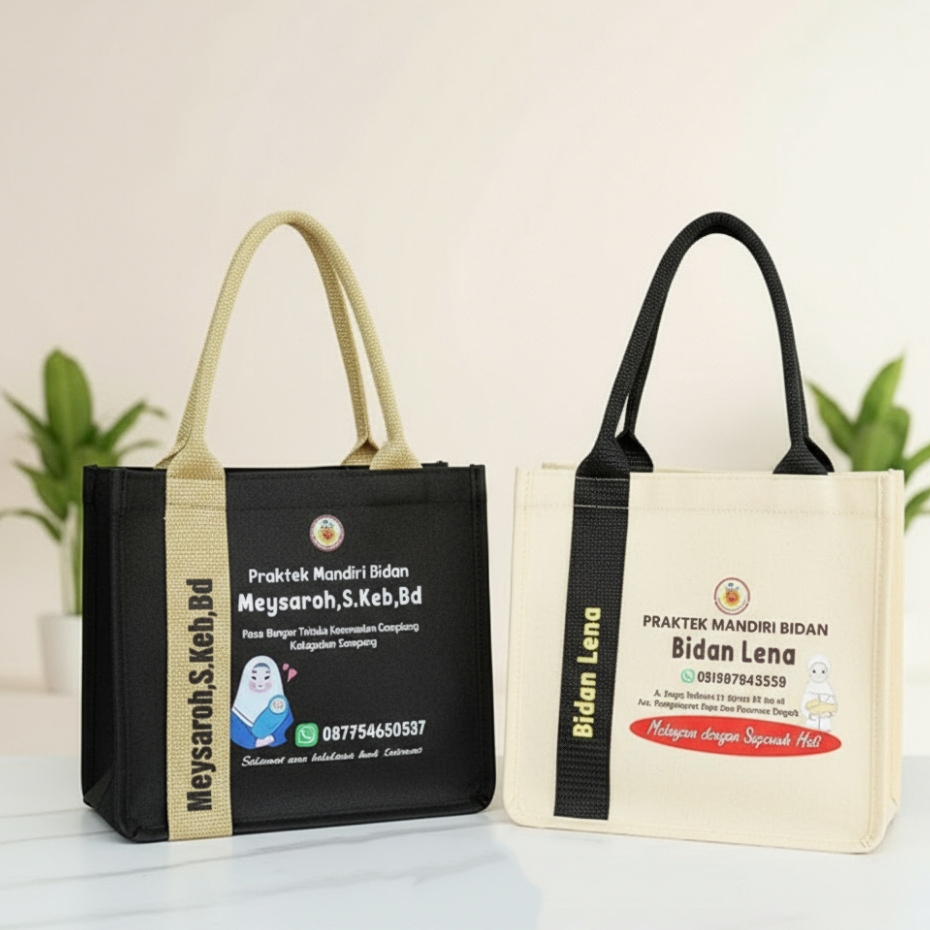 Hazel Bag Polyaster Free Custom - Souvenir Bidan, Ultah, Aqiqah Premium