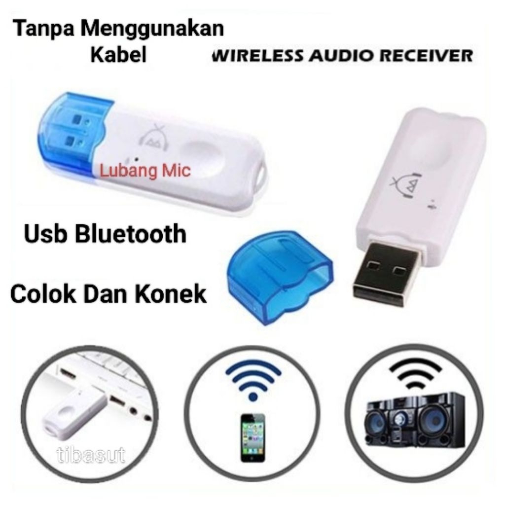 Usb Receiver Bluetooth Mic Wireless Speaker Mobil Alat Blutut