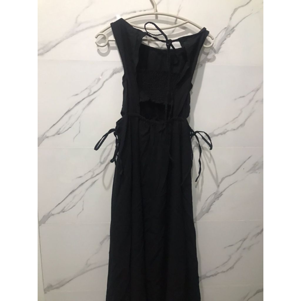 Dress Korea Hitam Pantai Midi