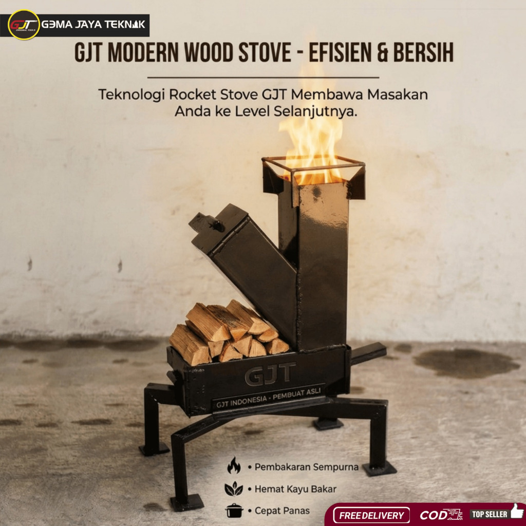 Kompor Tungku Rocket Stove Kayu Hemat Bahan Bakar Tungku Portable Outdoor Camping Masak Cepat Api Be