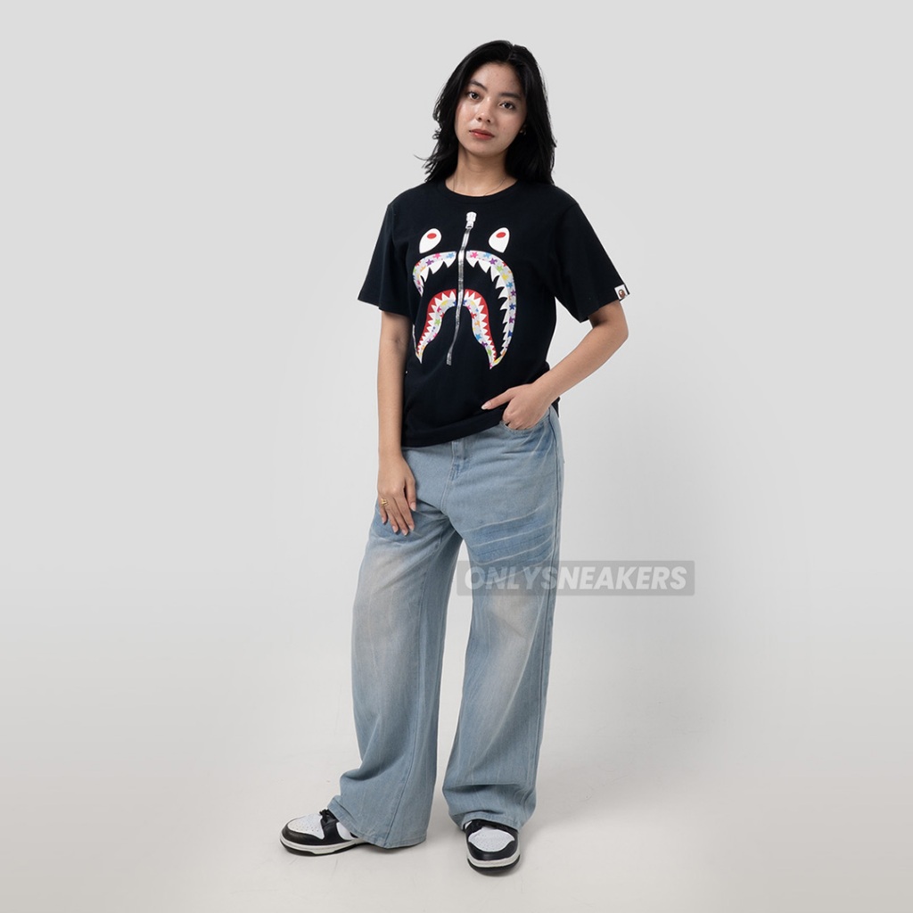 BAPE BAPESTA RAINBOW CHECK BLACK TEE
